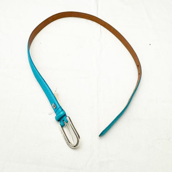 Lauren Ralph Lauren Turquoise Blue Leather Belt Italian Leather Size M NWT Italy - Picture 5 of 5